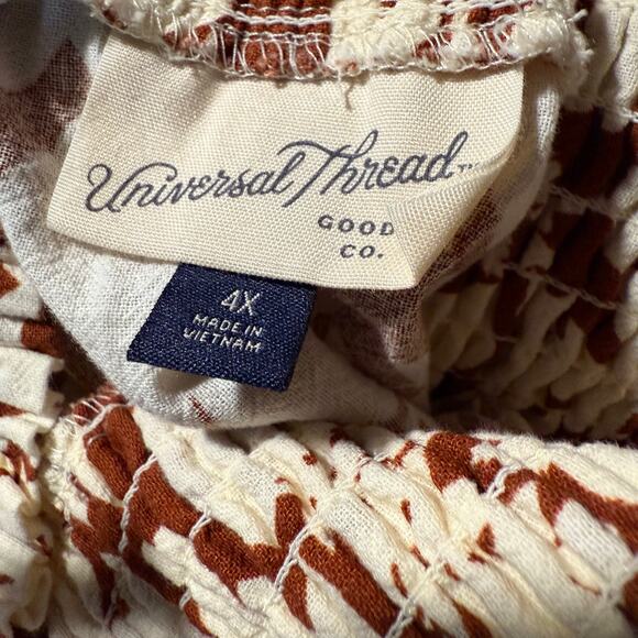 Universal Thread Floral Tiered Midi Skirt, Burnt Orange & Cream, Plus Size 4XL - Picture 5 of 6